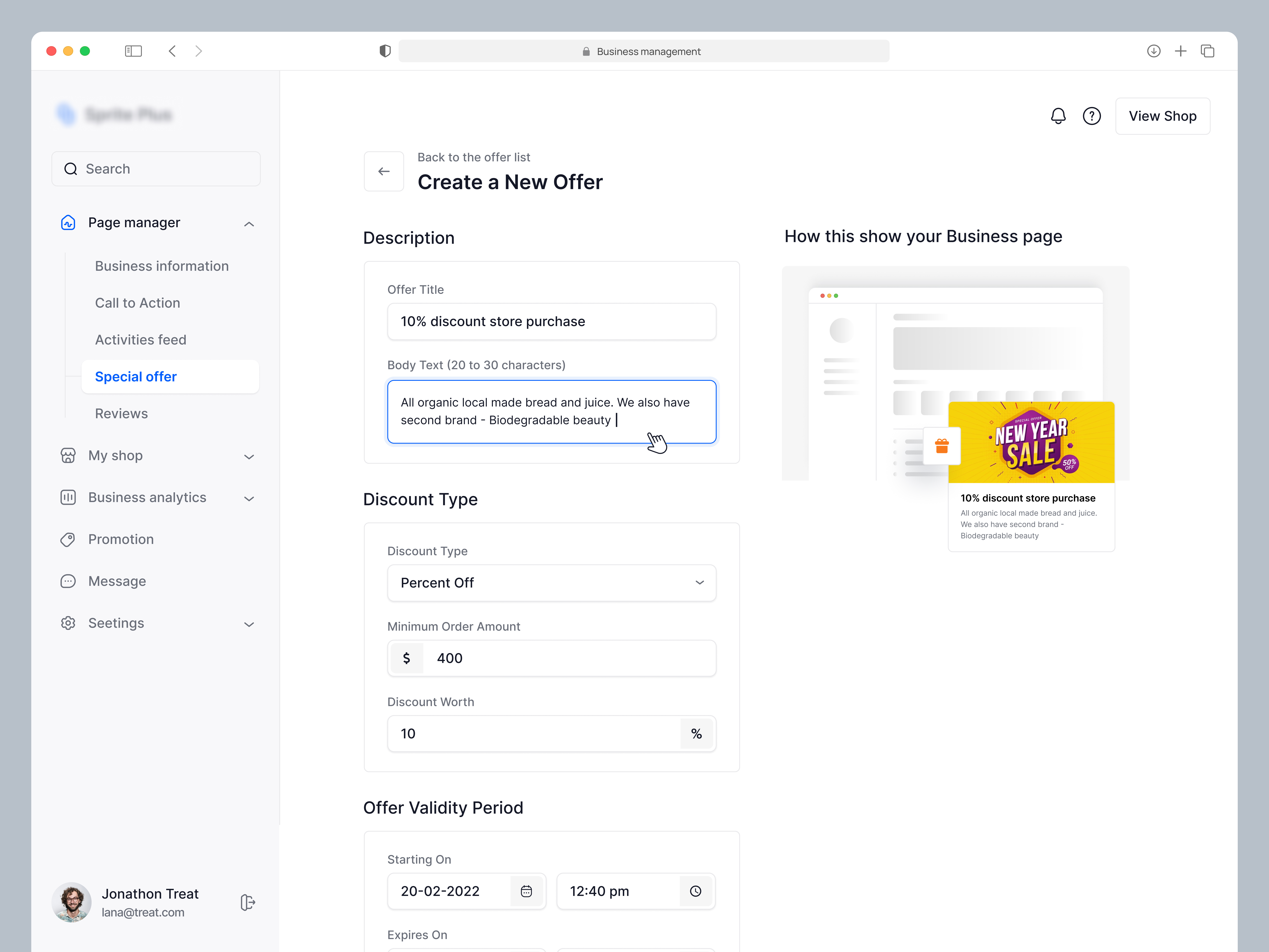 Create New Offer - Ecommerce Dashboard admin panel app business create offer dashboard deal e commerce management minimal new offer order sass ui ux webapp webdesign