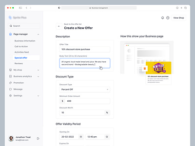Create New Offer - Ecommerce Dashboard admin panel app business create offer dashboard deal e-commerce management minimal new offer order sass ui ux webapp webdesign