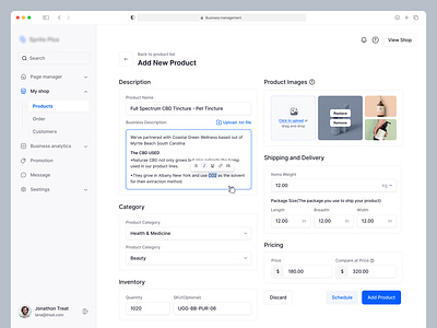 Add product - Ecommerce Dashboard add add product admin panel dashboard inventory inventory management minimal new product order product input product upload sass ui ux webapp