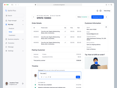 Order Tracking - Ecommerce Dashboard admin panel app dashboard inventory invoice minimal order order management order tracking product sass track order ui ux web webapp