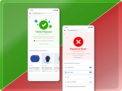 Success & Error Message 011 11 daily ui dailyui error error message feedback message order page order placed payment error payment failed success success error ui inspirations uiux design ux inspirations