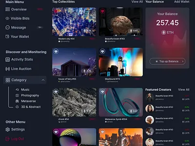 NFT Dashboard dark mode dark mode dashboard design illustration nft nft dashboard ui web development