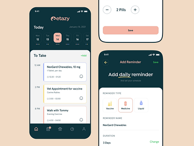Petazy - Pet Activity & Medicine Reminder animation app design case study design graphic design interaction mobile mobile app motion graphics pet app pet care pet shop petazy petcare pethealth petmedicine product design uiux vet veterinary