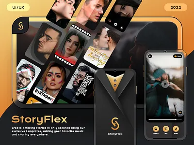 StoryFlex App UI adobe after effects adobe photoshop adobe xd android app design app app design design figma graphic design logo short video app ui ui design ux