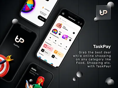 TaskPay App Design adobe photoshop adobe xd affiliate app android app design app app design cashback app design logo reward app shopping app spin and win ui ux design voucher app