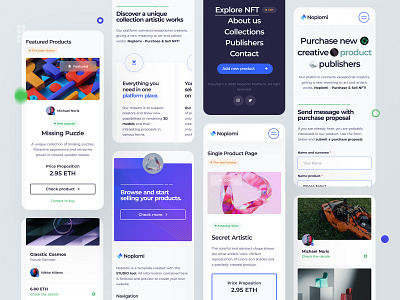 Noplomi / NFT - Website mobile concept cryptocurrency design grid marketplace minimalist mobile nft token ui ux web design website website design