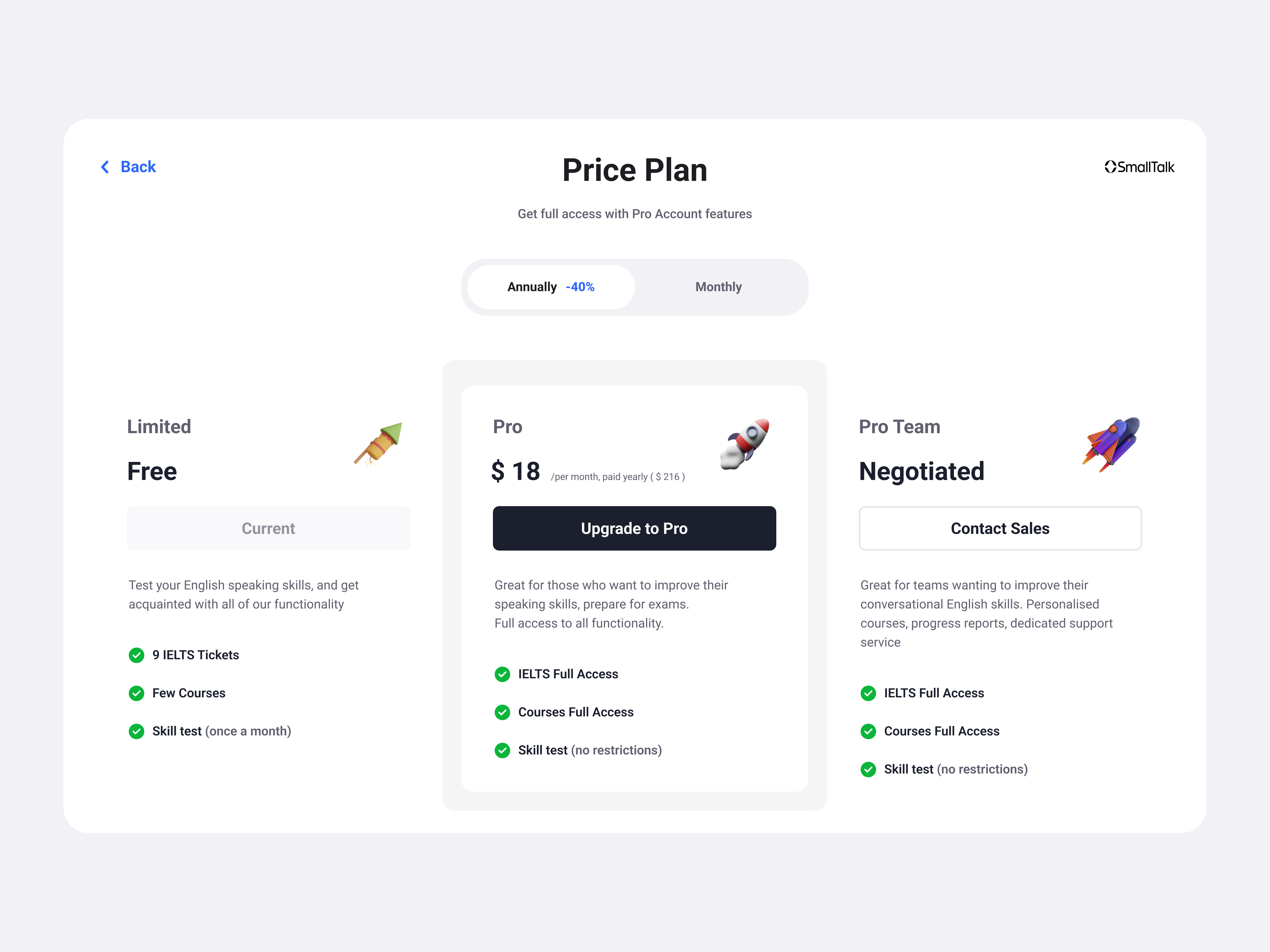 Example of Price Plan