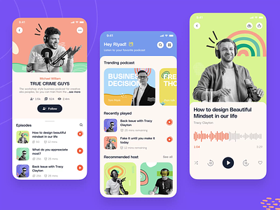 Podcast Mobile App animation app design audio audio player audiobook interaction live streaming mobile app mobile app design music music app player podcast podcast app podcast art podcast ui podcasting product design streaming streaming app