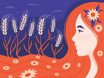 Demeter, Goddess of Agriculture adobe illustrator agriculture demeter elivera designs girl goddess greek goddess greek mythology illustration poster redhead surface design vector vector art vector illustration wall art wheat woman woman illustration