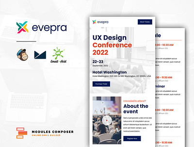 Evepra - Responsive Email for Events & Conferences builder campaignmonitor design dragdrop emailbuilder emailtemplate modulescomposer multipurpose