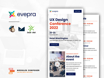 Evepra - Responsive Email for Events & Conferences builder campaignmonitor design dragdrop emailbuilder emailtemplate modulescomposer multipurpose