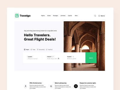 Travelgo - Home Page adventure agency airline airplane booking clean explore flight flight booking flight ticket home page landing page minimal ticket tour tourism travel agent traveling trip trip planner