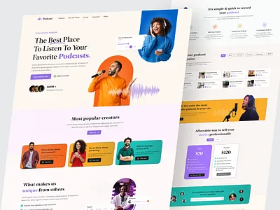 Podcast Landing Page audio interview landing page music podcast podcast website podcasting recording spotify spotify saas streaming talk show ui ui design web design website