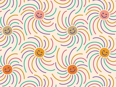 Happy Suns Dancing elivera designs happy pattern pattern design seamless pattern summer summer pattern summertime sun sunrise suns sunset sunshine surface pattern design vector vector art vector illustration