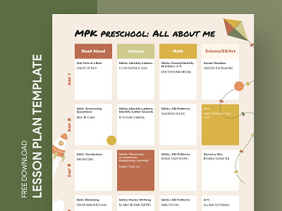 Weekly Preschool Lesson Plan Free Google Docs Template by Free Google ...