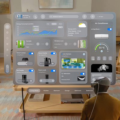 Apple Vision Pro Smart Home Dashboard apple vision pro smart hoem dashboard smart home ui ui design