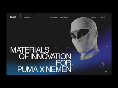 PUMA X NEMEN UI ©2022 concept contemporary dark design freelance puma streetwear techwear ui ui design user interface web website