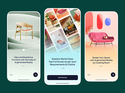 Homely AR - Furniture App Onboarding Experience animation app ui ar app ar shopping case study decor e commerce ecommerce furniture furniture app furniture store homedecor homedesign interaction interiordesign landing page property shop splash screen store
