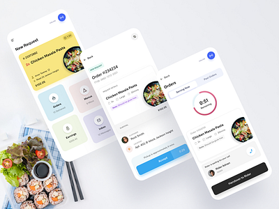 Foodfancy | Chef receiving orders app design application chef clean delivery food food delivery ios app minimal playful restaurant ui user interface ux white