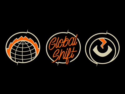 Global Shift branding cursive design doodle drawing eye fire global globe illustration lettering lightning logo script shift typography vector world