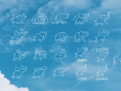 LEGKO Logo Sketches branding candy cookies cute elephant flying healthy logo packaging pattern sweets