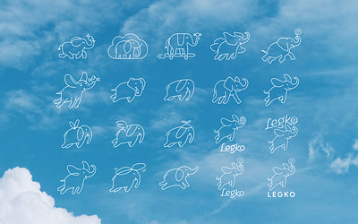 LEGKO Logo Sketches branding candy cookies cute elephant flying healthy logo packaging pattern sweets