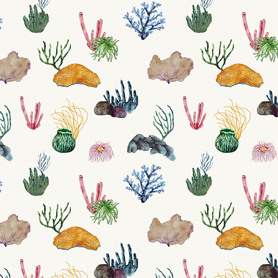 watercolor corals pattern corals design graphic design illustration pattern