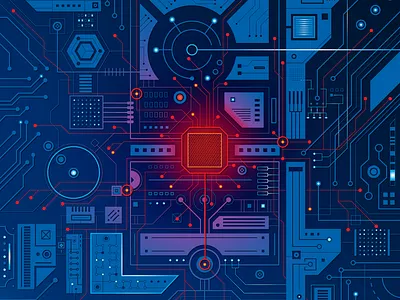 March of March circuit electronic illustration infection memory motherboard pandemic processor ram red area red zone virus