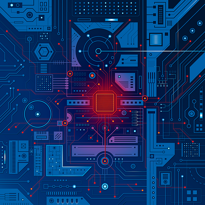 March of March circuit electronic illustration infection memory motherboard pandemic processor ram red area red zone virus