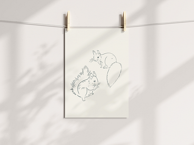 squirrel sketch animals forest graphic design illustration