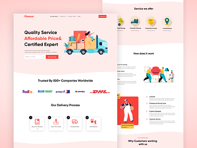 Goods moving company landing page branding desktop design logo ui ui design uiux web design