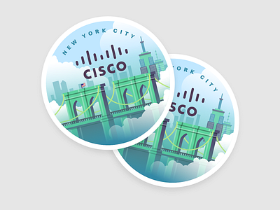 Cisco New York Stickers 3d brooklyn brooklyn bridge cisco design illustration isometric minimal new york new york city simplified sticker sticker design vector