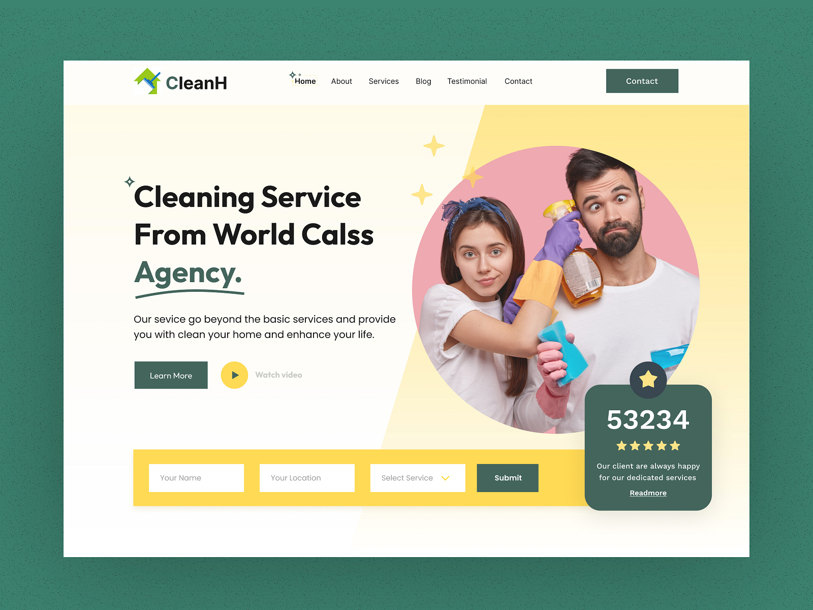 Cleaning service website header by Md Azizul Hakim on Dribbble