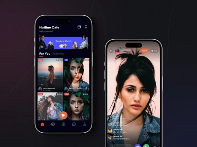 Hotline Cafe - Meet random people android app app app ui chat dating app design ios live love match meet mobile mobile app mobile design relationship romance social media tinder ui design video call