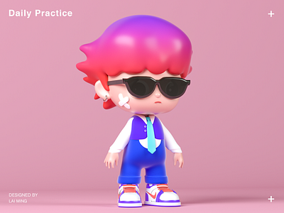 Blind box 3d 3d boy blind box boy c4d c4d boy child cinema 4d design garage kit gui hairstyle illustration shoes skate shoes sunglasses zbrush