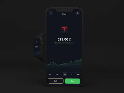 Stock details screen chart mobile stock market stonks tesla trading trading app ui design