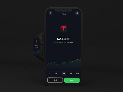 Stock details screen chart mobile stock market stonks tesla trading trading app ui design