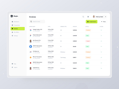 Invoice List UI Design dashboard design dashboard ui invoice invoice design list transaction ui web wpp