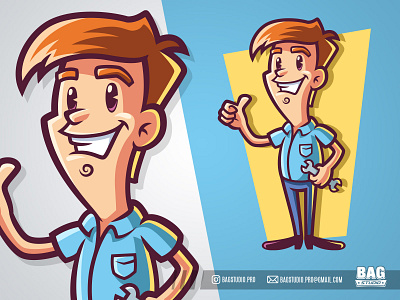 Repair Man Cartoon Mascot Logo builder