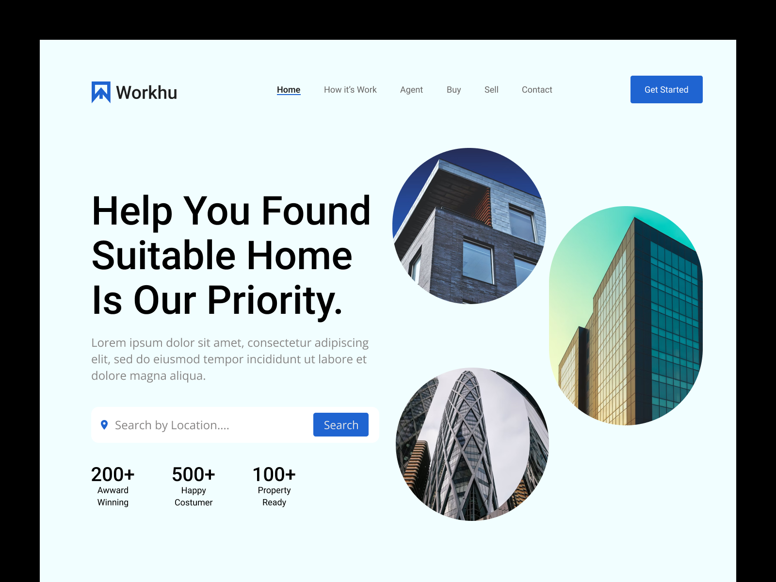 simple, minimalist, unique and modern real estate website design by
