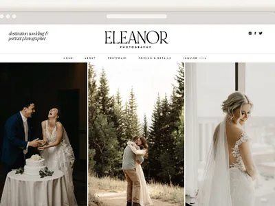 Eleanor Showit Website Template black and white blog branding business design destination editorial elegant elopement logo luxury minimal minimalistic photography showit simple site template website wedding