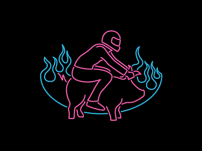 Rental Pigs Identity bbq branding harley davidson identity illustration influencer jackass logo louisville motorcycles neon racing social media throwback vintage