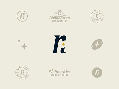 Nathan Ray Woodworking Logo Variations badge branding design galaxy graphic design icon illustration logo monogram n r star typography ui ux variations vector