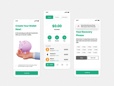 CanCoin Crypto Wallet Mobile App Design app blockchain cancoin coin crypto crypto wallet design green mobile mobile app ui uidesign uiux ux wallet