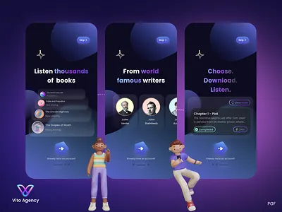 AudioBooks/Books App - iOS Concept 3d design agency app app store application audiobooks design development free illustration ios onboarding popular product design trends ui uikit ux uxui design