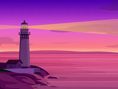 Night lighthouse background branding design illustration light lighthouse logo scene sticker vector