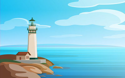 Lighthouse design designweather illustration light lighthouse scene sticker vector