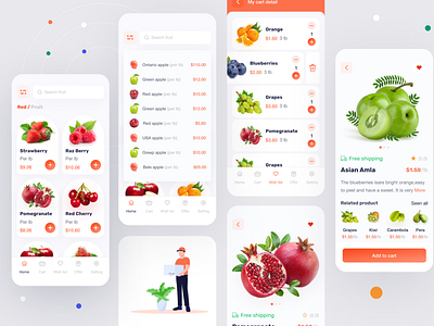 Online Fruit Store App Design app clean app clean ui design ecomerce fresh fruit fruit fruit app fruits groceries grocery app grocery home delivery grocery list grocery online store mobile app shopping app store app ui uiux ux