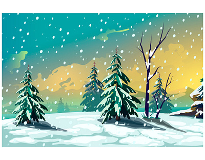 Snowy landscape background design forest illustration landscape nature snowy vector winter