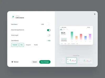 Wayflyer - Widget Editing app branding clean components dashboard data design design system editing free ui kit insights personalization ui ui elements user flow user interface ux widget
